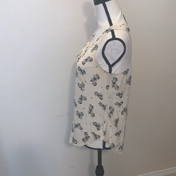 Lucky Brand Motorcycle Print Silk Tank Top Blouse - Picture 5 of 8